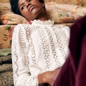 Sezane Rym Shirt Ecru NWT 36